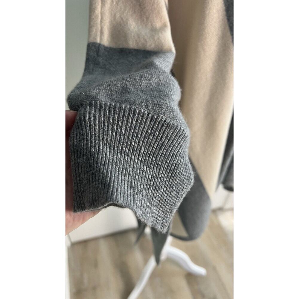 Autumn Cashmere Womens Kimono Sleeve Grey & Pink Striped Clasp Neck Sz S Poncho - Picture 3 of 10